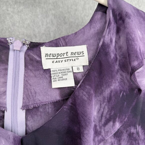Newport News VTG Sheer Flutter Sleeve Blouse Size 8 Purple Fairy Grunge Whimsy - Picture 8 of 13